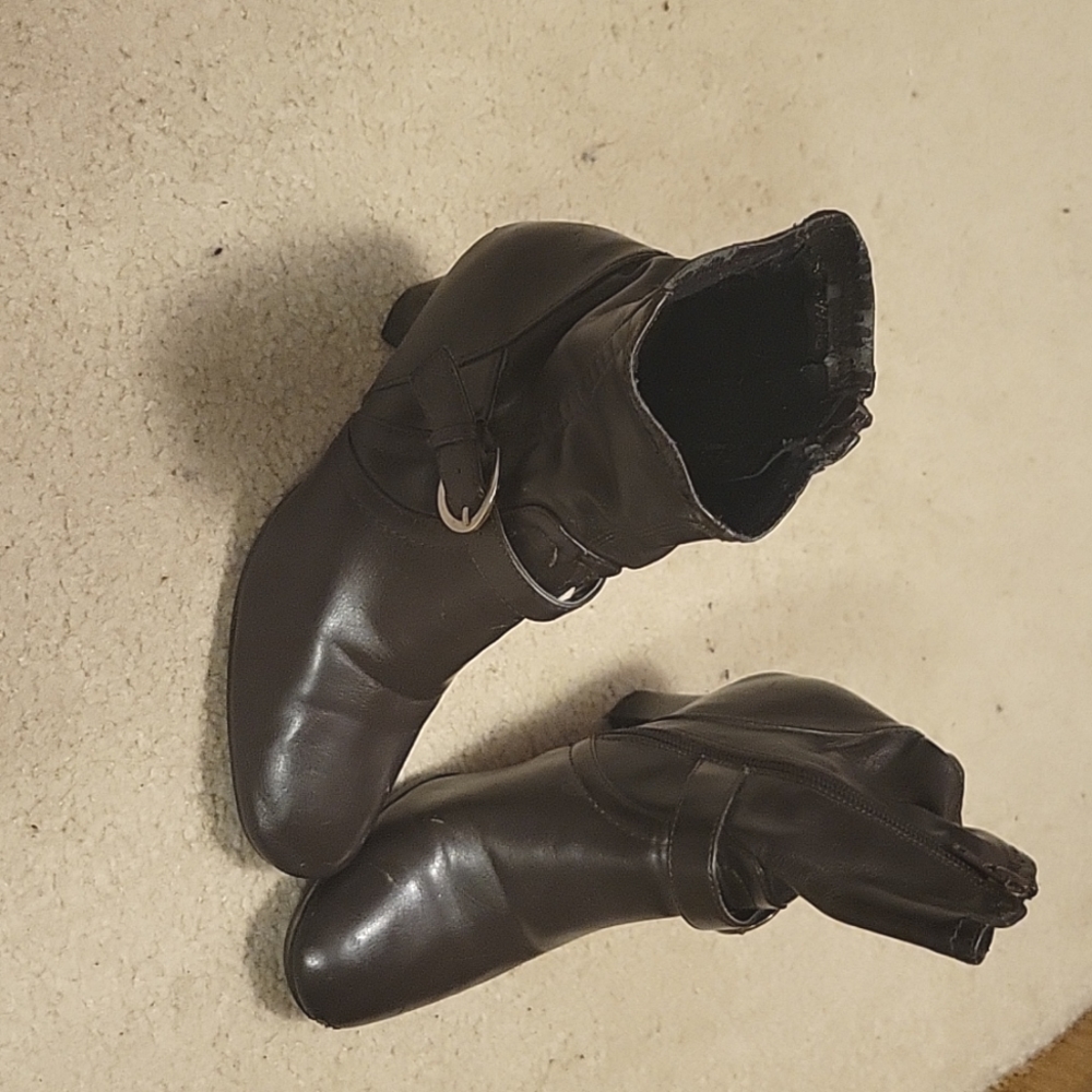Brown leather boots